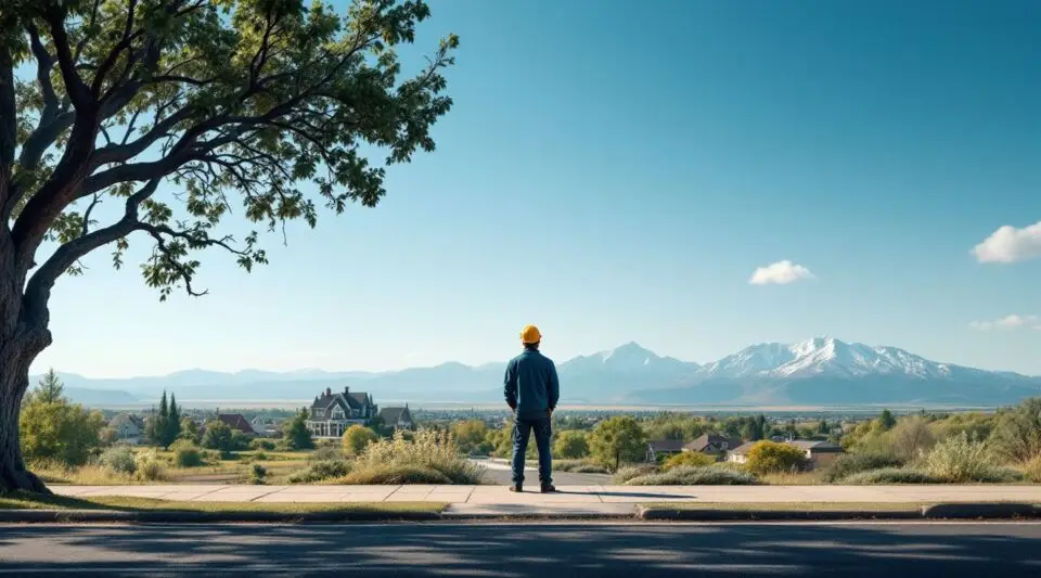 A residential roof on the Bountiful foothills bench with the Salt Lake Valley and Great Salt Lake stretching out in the distance